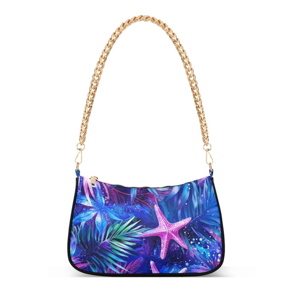 FORMRS Womens Shoulder Bag with Chain Strap Clutch Purse Cute Tote Handbag, Neon Pink Starfish