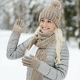 thumbnail image 4 of REDESS Winter Beanie Hat Scarf Gloves Set for Women,Fleece Lined Winter Scarfs Hats Gloves Sets,Oat, 4 of 7