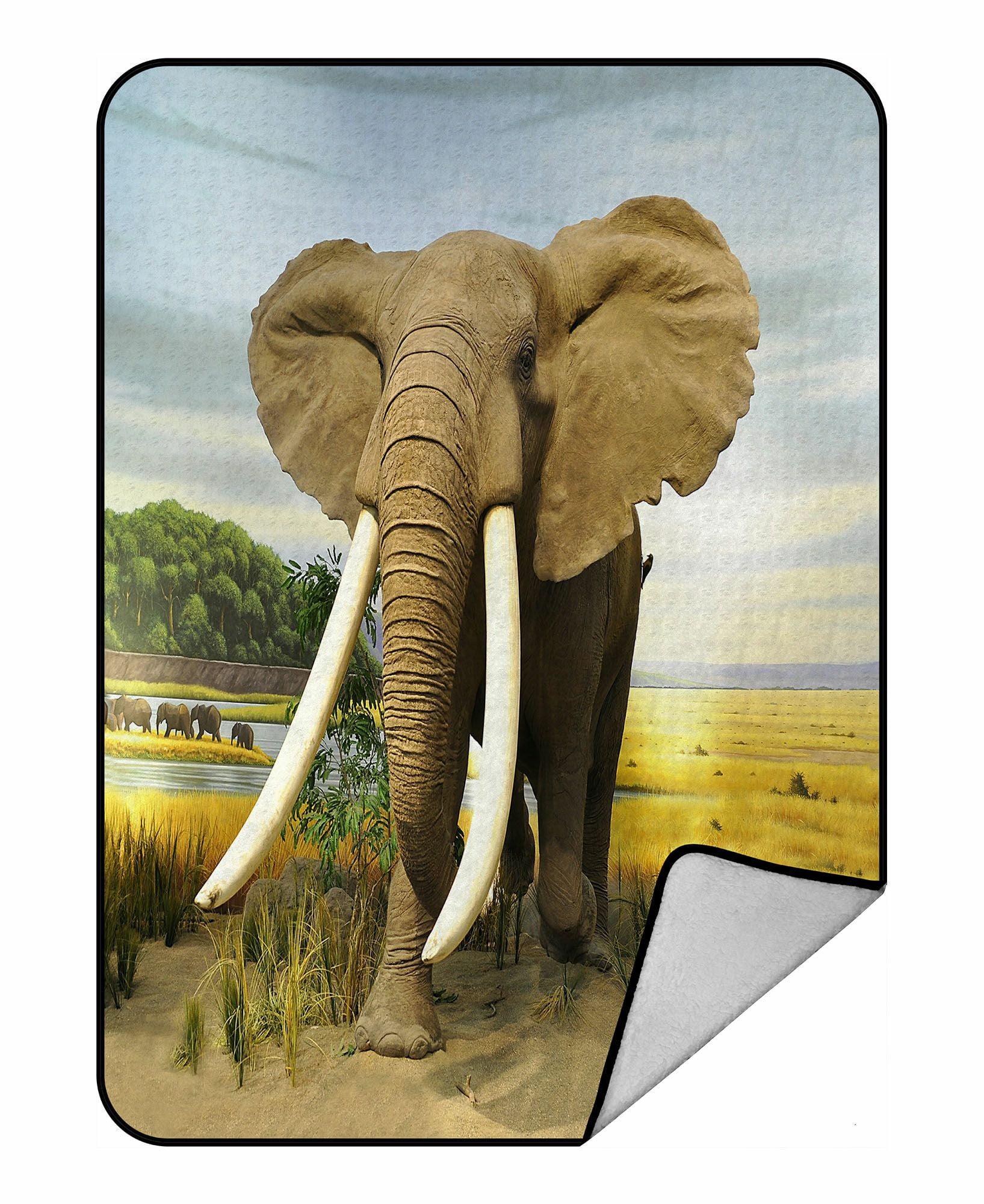 ABPHQTO Stuffed African Elephant Fleece Blanket Fleece Back Throw