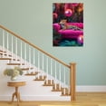 thumbnail image 3 of Mudket Leopard on Hot Pink Sofa with Disco Balls Canvas Wall Art, Trendy Glam Party Wall Prints Waterproof Canvas for Living Room Apartment Home Decor , Framed Ready to Hang - 24"L x 16"W, 3 of 9