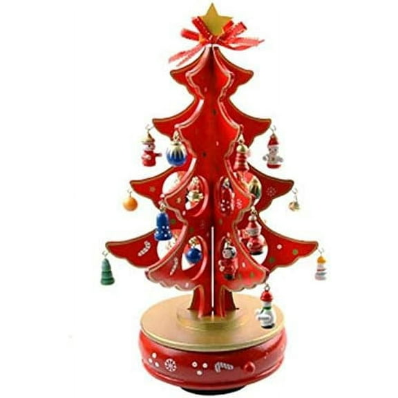 LINLIN Christmas Tree Music Box, DIY Wooden Christmas Tree Rotating Music Box for Birthday/Wedding/Valentine's Day/Christmas