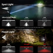 Lepro Professional-Grade Headlamp with 2200 mAh Rechargeable Battery , 1000 Lumens Ultra-Bright LED Headlight ,IP65 and 6 Lighting Modes Pro Level Flashlight for Camping, Running