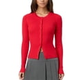 thumbnail image 1 of Gupgi Women Knit Cardigan Autumn Sweater Solid Color Long Sleeve Round Neck Button Up Ribbed Knitwear, 1 of 7