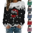 thumbnail image 7 of Crewneck Sweatshirts Ugly Christmas Sweater Women Funny Plus Size Long Sleeve Xmas Red Wine Glass Shirts Pullover, 7 of 7