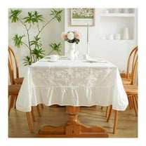 Vintage Ruffle Tablecloth for Rectangle Tables,Farmhouse Embroidered Cotton White Lace Table Cloth Cover Decor for Dining Room Wedding Banquet Thanksgiving Christmas,140*200cm