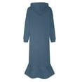 thumbnail image 5 of Vestido holgado de manga larga con capucha y estampado liso para mujer talla grande - Vestido informal tipo sudadera con bolsillos, primavera/otoño/invierno, 5 of 5