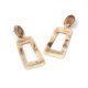 thumbnail image 4 of Pendientes geométricos redondos con forma de rectángulo, pendientes colgantes de aleación, joyería (marrón), 4 of 5