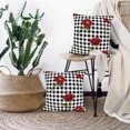 thumbnail image 5 of LALILO Throw Pillow Covers Floral Red Black And White Gingham Cushion Cover 18" x 18", 2 Pack, 5 of 6