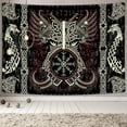 thumbnail image 2 of Viking Norse Tapestry, Cool Dragon Phoenix Tapestry Wall Hanging For Men Bedroom, Retro Norwegian Mythology Pagan Celtic Black Tapestries Poster Blanket College Dorm Home Decor,90x70In, 2 of 3