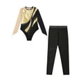thumbnail image 3 of TSSOE Girls 2pcs Metallic Leotards with Legging Outfits Kids Long Sleeve Ballet Unitards Bodysuit Dancewear Gold 16, 3 of 5