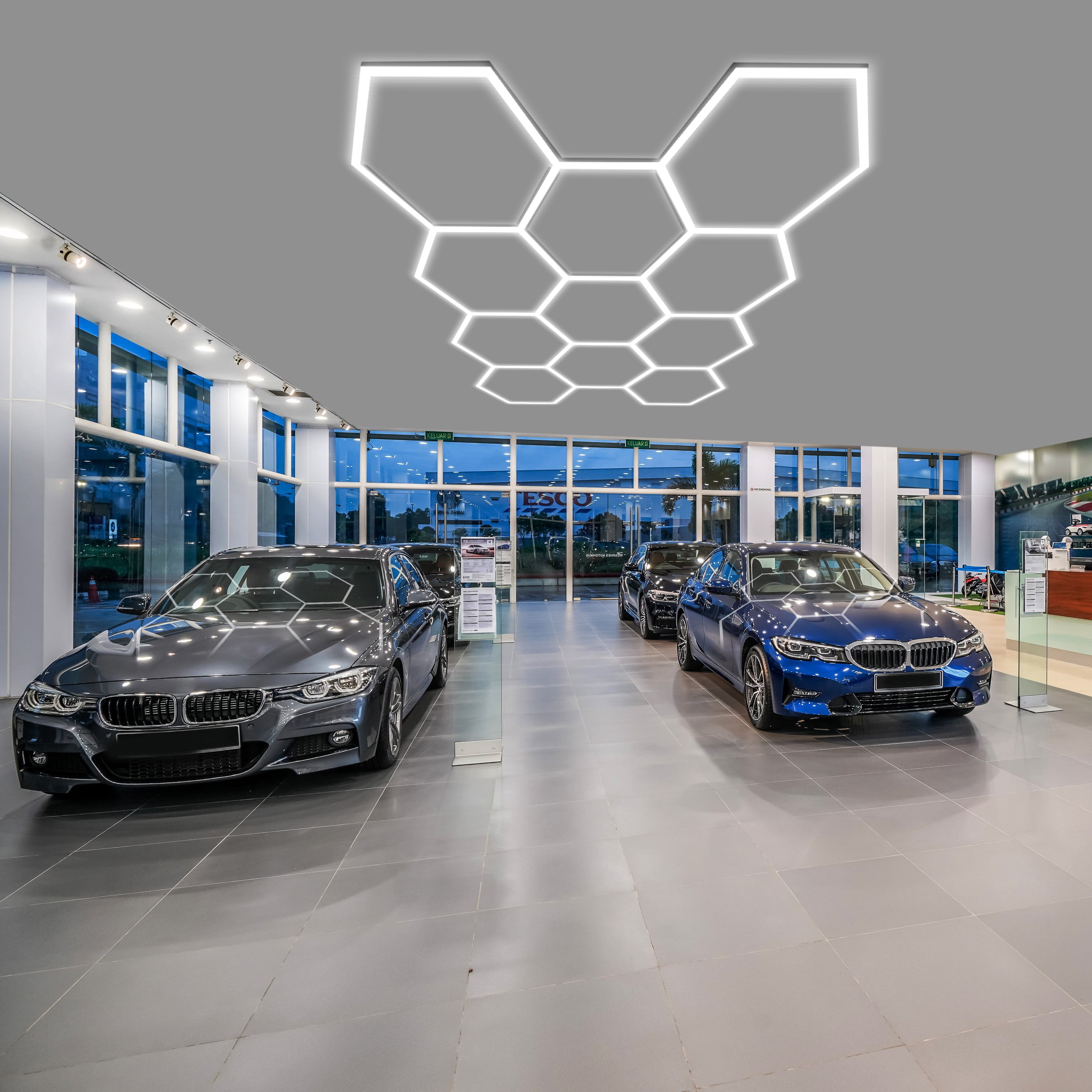 LED Hexagon Garage Lights 6500K Car Detailing Shop Light For Car Workshop Garage, 11Pcs