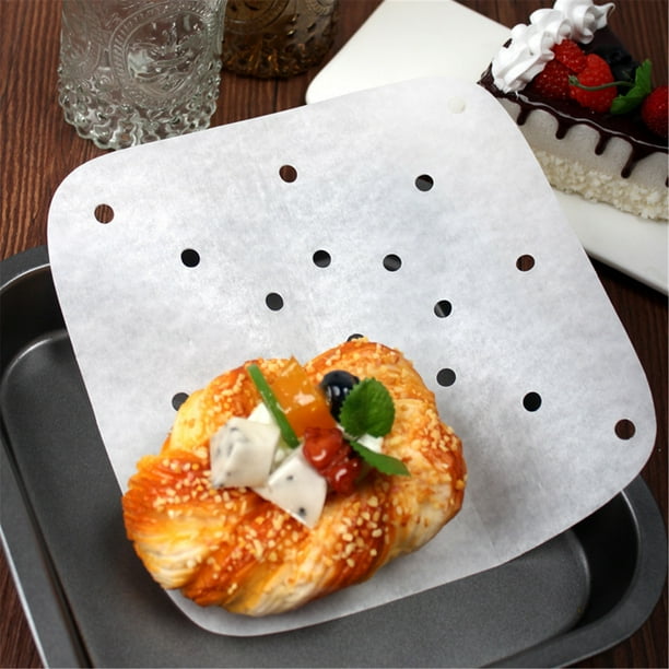 EOPUING Square Air Fryer Parchment Paper Liners Perforated Parchment Filter Paper