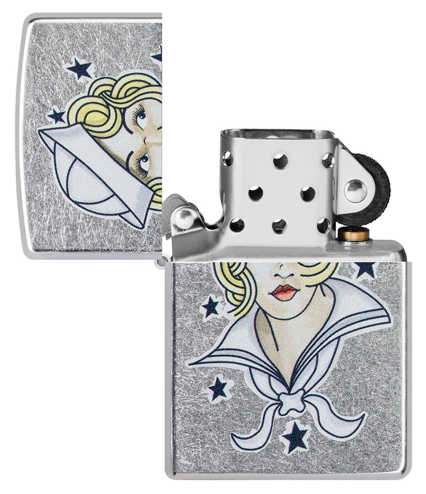 Zippo Sailor Girl Tattoo Design Street Chrome Pocket Lighter