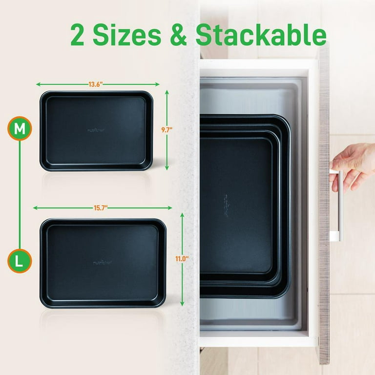 NutriChef Nonstick Cookie Sheet Baking Pan - 1qt Metal Oven Baking Tray,  Professional Quality Non-Stick Bake Trays, Stylish Diamond Silicone Coating