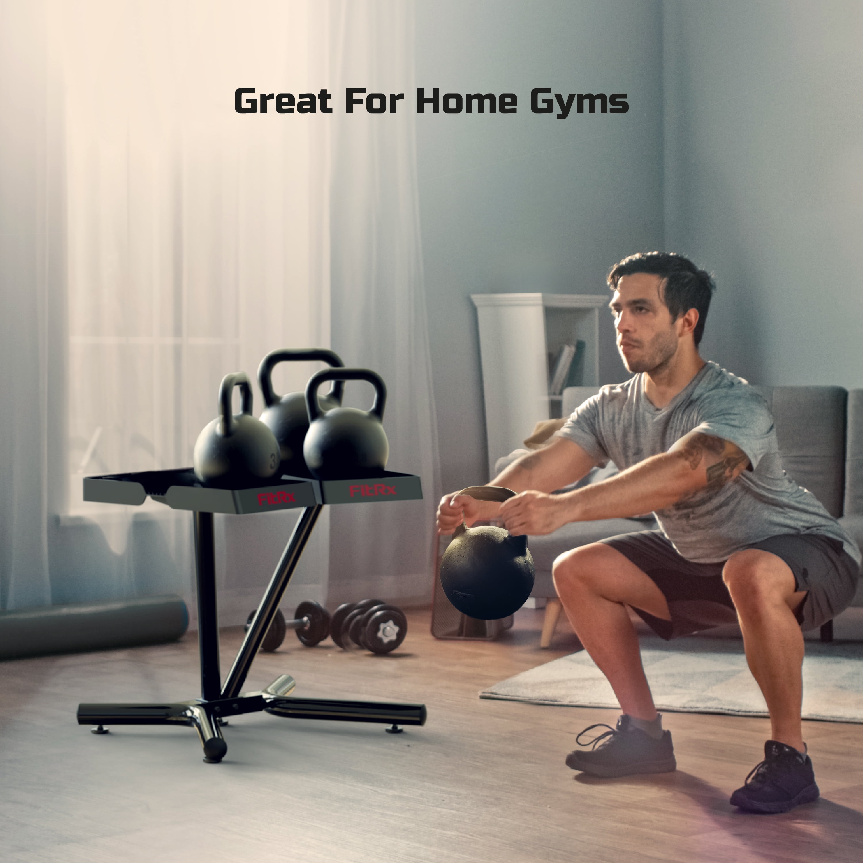 FitRx SmartRack Dumbbell Stand, Dumbbell Rack and Kettlebell Weight Rack Stand for Home Gym