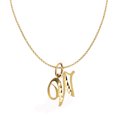 thumbnail image 1 of Precious Stars 14K Yellow Gold Diamond-cut Cursive Letter Initial 'W' Pendant with 18" Chain Necklace, 1 of 5