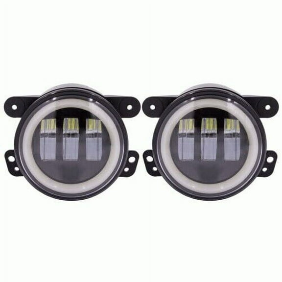Metra JP-702FLB Fog Lights with Black Face and Full Halo 4 Inch, 6 LED for Jeep