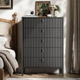 thumbnail image 3 of FURNIWAY Black 5 Drawer Dresser, Fluted Wood Chest of Drawers, Modern Dresser with Deep Drawers for Clothes, Large Capacity Storage Cabinet for Bedroom,Living Rooms,Offices and Entryways, 3 of 9