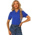 thumbnail image 1 of Top Con Cuello Peter Pan para Mujer Allegra K Azul real XS, 1 of 6
