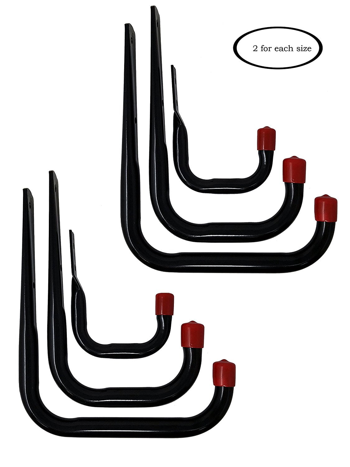 Tetra-Teknica UH-COM01 Heavy Duty Garage Storage Utility Hooks Variety Pack, 2 Small, 2 Medium, 2 Big, Color Black, 6 per Pack