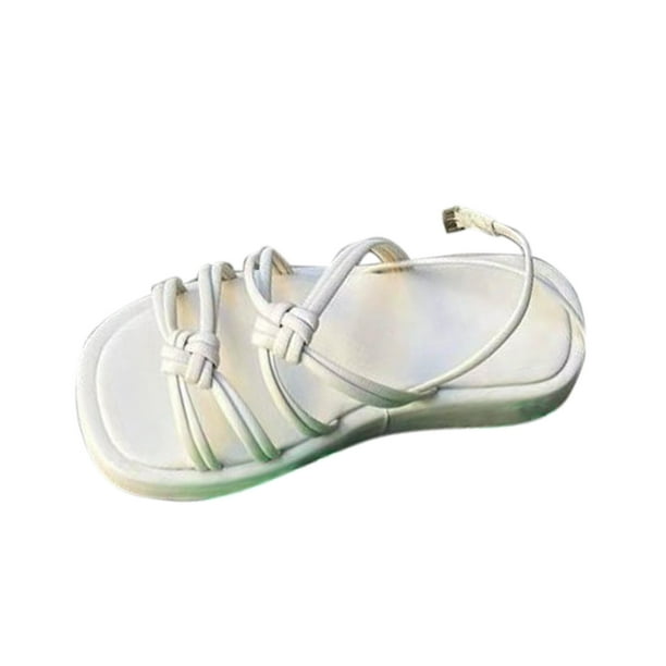 Amzcrzy Zapatos de mujer,Zapatos de mujer,Zapatillas de mujer, Sandalias de playa con botones y punta redonda para mujer, cómodas, de color liso Sandalias Mujer Zapatillas De Casa