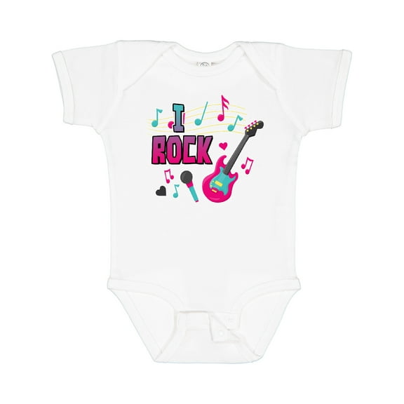 Inktastic I Rock with Guitar Microphone and Music Notes Boys or Girls Baby Bodysuit