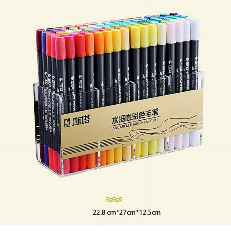 Staedtler Duo Ended Markers Watercolor Brush TipFine Tip Black Barrels  Assorted Ink Colors Pack Of 36 Markers - Office Depot