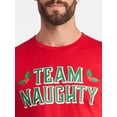 thumbnail image 4 of Christmas Men's and Big Men's Team Naughty Graphic Tee from Holiday Time, Sizes XS-3XL, 4 of 5