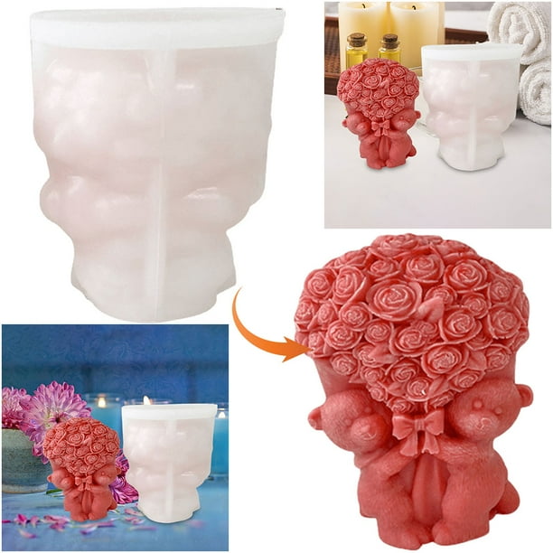 DQrwqpou Molde Jabón para Velas Lindo Oso Molde Silicona Regalo Cumpleaños Regalo Del Día La Madre (rosa)