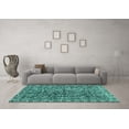thumbnail image 3 of Ahgly Company Machine Washable Indoor Round Abstract Turquoise Blue Modern Area Rugs, 4' Round, 3 of 4