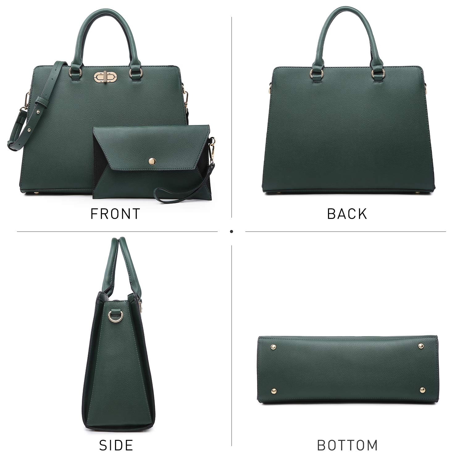 Dasein Women Handbags Fashion Satchel Purses Top Handle Tote Work Bags Shoulder Bags with Matching Clutch
