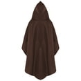 thumbnail image 2 of TiaoBug Unisex Kids Hooded Capes High-Low Long Cloak with Hood for Halloween Party Dress Up Coffee L/成人S, 2 of 5