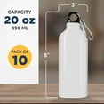 thumbnail image 5 of Water Bottles with Carabiner 20 oz. Set of 10, Bulk Pack - Aluminum, For School, Kids sports bottle - White, 5 of 5