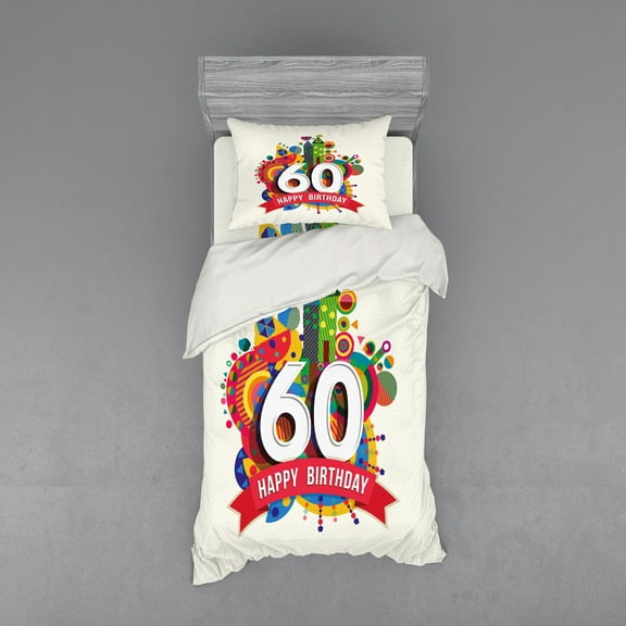 Ambesonne Geometric Bedding Set 3 Pcs, Birthday Castle Boat, Twin, Multicolor