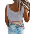 thumbnail image 3 of Women Rainbow Stripe U Neck Sleeveless Knitting Tank Top, 3 of 3