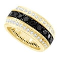 thumbnail image 3 of AFFY Round Shape Black & White Natural Diamond Wedding Band Ring In 14k Solid Yellow Gold (1.35 cttw) Ring Size-12, 3 of 3
