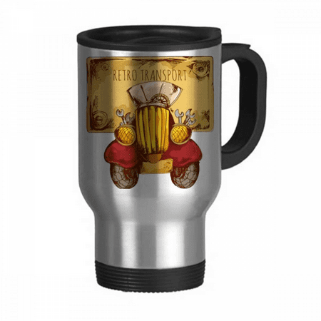 

Cartoon Retro Vintage Car Transport Britain UK Travel Mug Flip Lid Stainless Steel Cup Car Tumbler Thermos