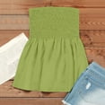 thumbnail image 7 of Prdecexlu Tube Tops for Women Plus Size Strapless Smocked Ruffled Cute Off the Shoulder Tank Tops Sleeveless Holiday Shirts Casual Backless Flare Hem Summer Blouses Green XL, 7 of 7