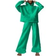 thumbnail image 2 of Womens Fashion Hoodie and Sweatpant Sets for Women Lounge Sports Jogging Outfits Fall Winter Loose Sweatsuits (XL, Green), 2 of 6