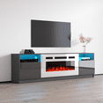 thumbnail image 2 of York WH02 Fireplace TV Stand for TVs up to 90", Modern High Gloss 79" Entertainment Center, Electric Fireplace TV Media Console with Storage Cabinets and LED Lights, 2 of 6