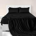 thumbnail image 1 of LDC Juego de sábanas Queen – 4 sábanas de microfibra cepillada con bolsillos de 16.0 in de profundidad – Fundas de almohada bordadas – Sábanas de lujo de hotel juego de cama tamaño Queen (negro), 1 of 1