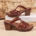 thumbnail image 4 of Red Womens Slippers High Heel Open Toe Peep Toe Chunky Heel Platform Casual Summer Beach Daily Wear Red Size 6, 4 of 9