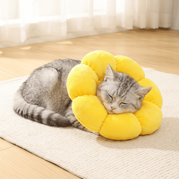 Sunflower Recovery Cone for Cats & Small Dogs, Adjustable Elizabethan Collar After Surgery (S Size, for 4-8 lb Pets)