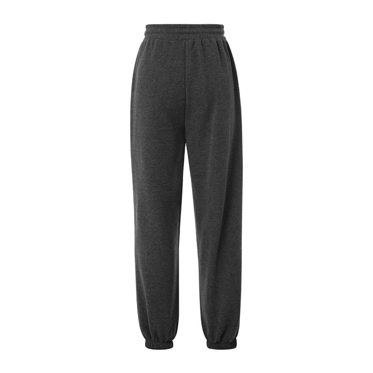 JYYYBF Womens Casual Comfy Sweatpants High Waisted Drawstring Sweat Pants  Cinch Bottom Workout Joggers Trousers with Pocket Dark Gray L