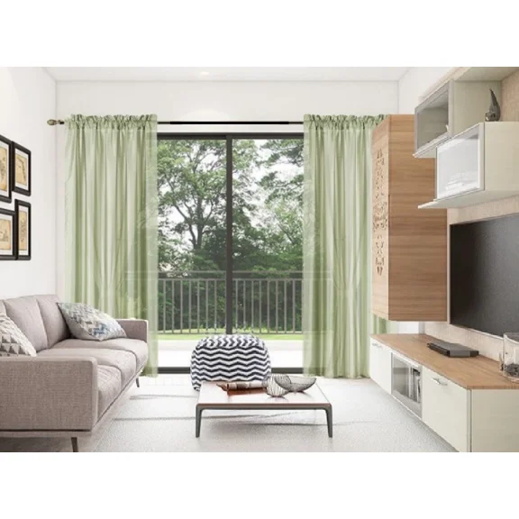 Gorgeous Home Linen 2pc MR2 Green Sage Rod Pocket Window Curtain Semi-Sheer Light Filtering 54" wide X 95" Set of 2