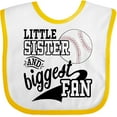 thumbnail image 3 of Inktastic Little Sister and Biggest Baseball Fan Girls Baby Bib, 3 of 4