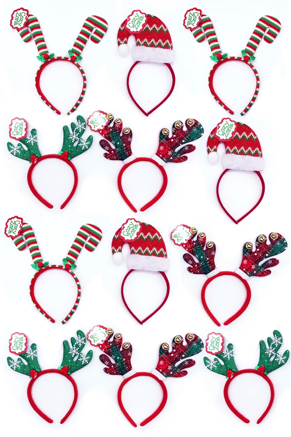 12 PCS Holiday Headbands,Cute Christmas head hat toppers ,Flexibility