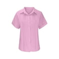 thumbnail image 6 of BSDJILFG Womens Lapel Blouse V Neck Button Down Shirt Short Sleeve Lapel Tops Casual Solid Shirts on Clearance,Sizes S-3XL, 6 of 7