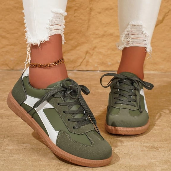 NexTorq Walking Shoes Women, Arch Support Shoes for Women, Women's Slip On Shoes, Womens Casual Shoes, Women Classic Retro Fashion Sneakers Casual Walking Footwear Anti Slip Trainers, Army Green, 5.5
