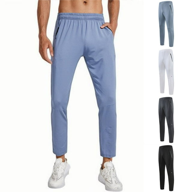 Styesk Men's Pants Man Solid Color Straight Barrel High-elastic Outdoors Running Basketball Fitness -dry Trousers